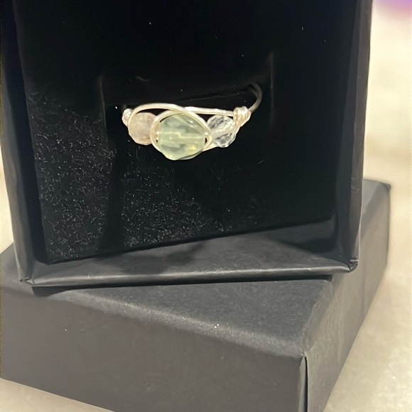 3 Stone Fluorite Gemstone Wire Wrap Ring - Picture 7 of 7